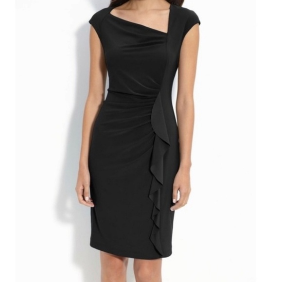 Komarov Dresses & Skirts - 🎁SALE KOMAROV Little Black Dress side ruffle Sz S